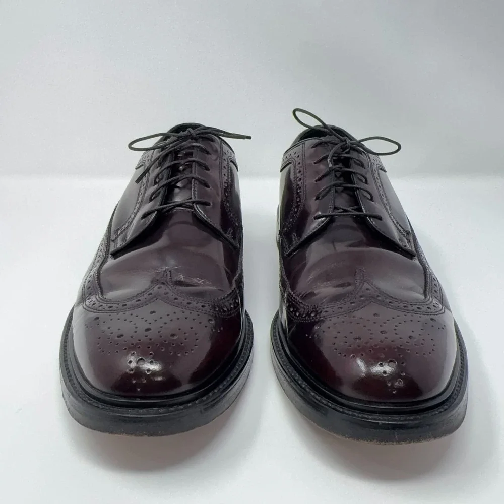 VTG Florsheim Longwing Brogue Oxblood Dress Shoes Mens 11D 549540 Patent Leather